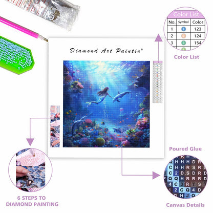 Sjöjungfru under vattnet med maneter - Diamantmålning