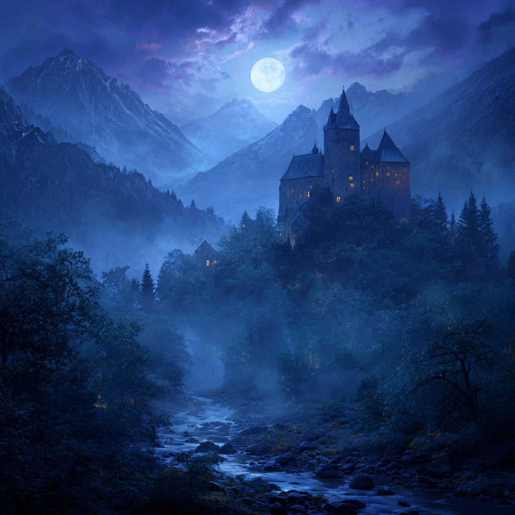 Månbelyst slott - Diamantmålning