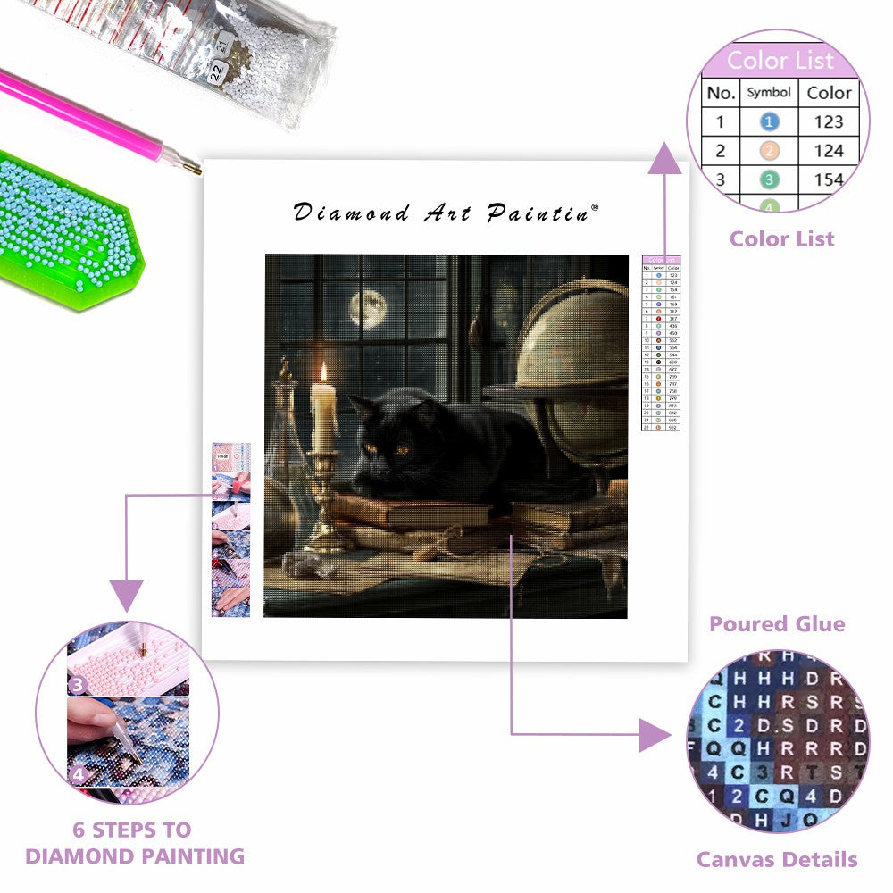 Mystisk katt - Diamantmålning