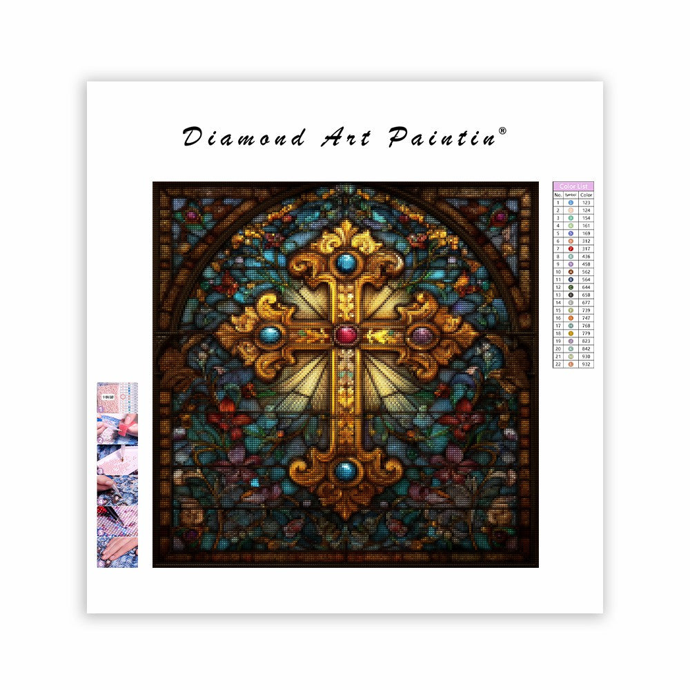 Kors i målat glas - Diamantmålning