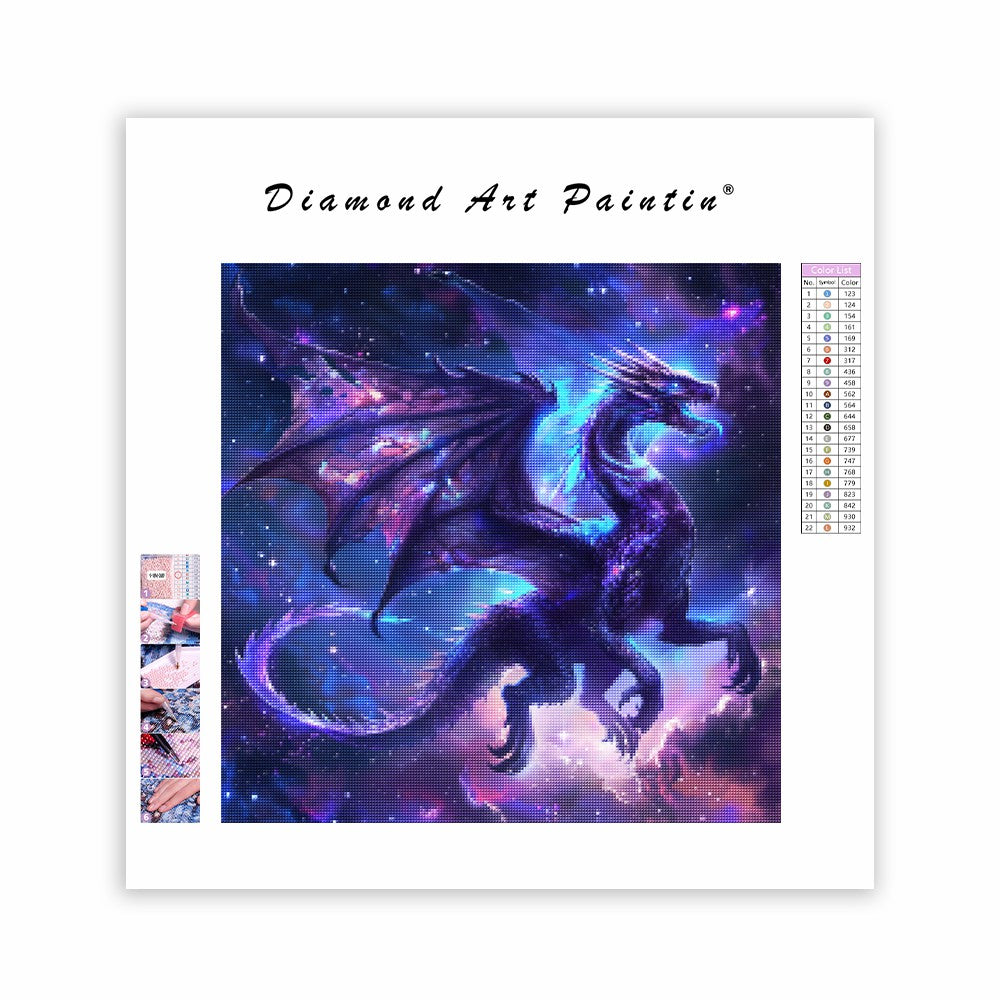 Stjärnbelyst drake - Diamantmålning