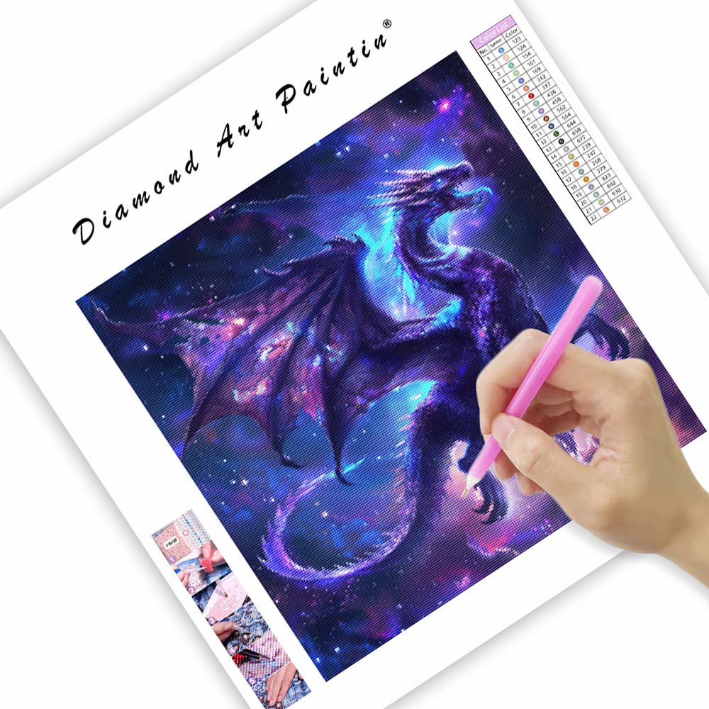 Stjärnbelyst drake - Diamantmålning