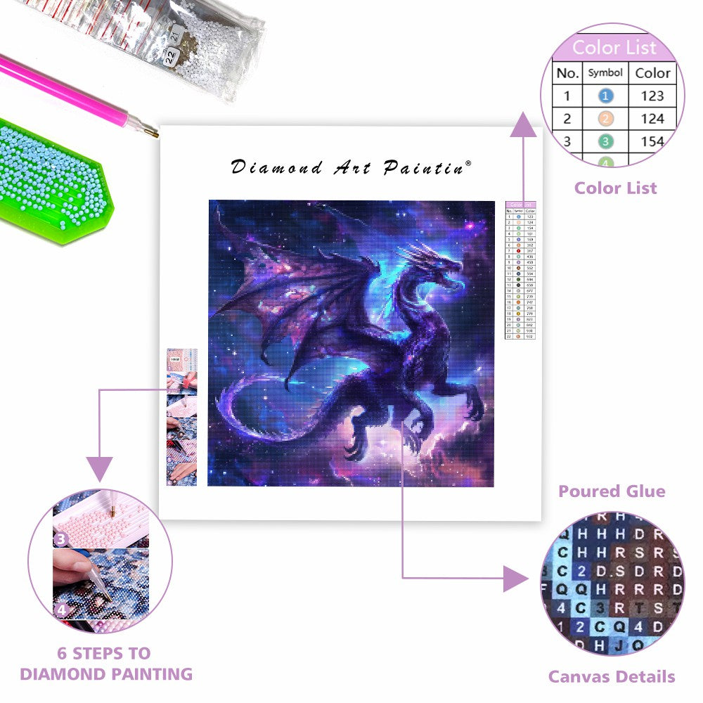 Stjärnbelyst drake - Diamantmålning