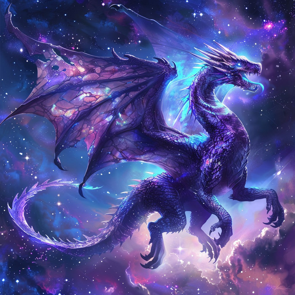 Stjärnbelyst drake - Diamantmålning