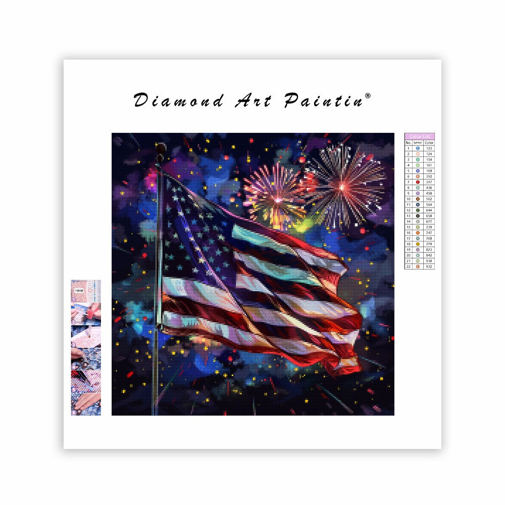 Stjärnor och ränder-firande - Diamantmålning