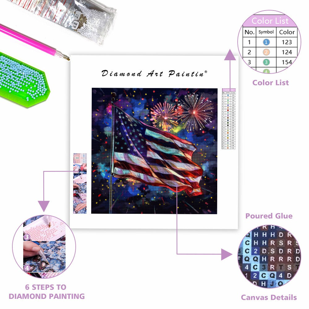 Stjärnor och ränder-firande - Diamantmålning