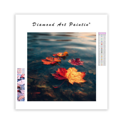 Höstlönnlöv vid Sjön - Diamantmålning