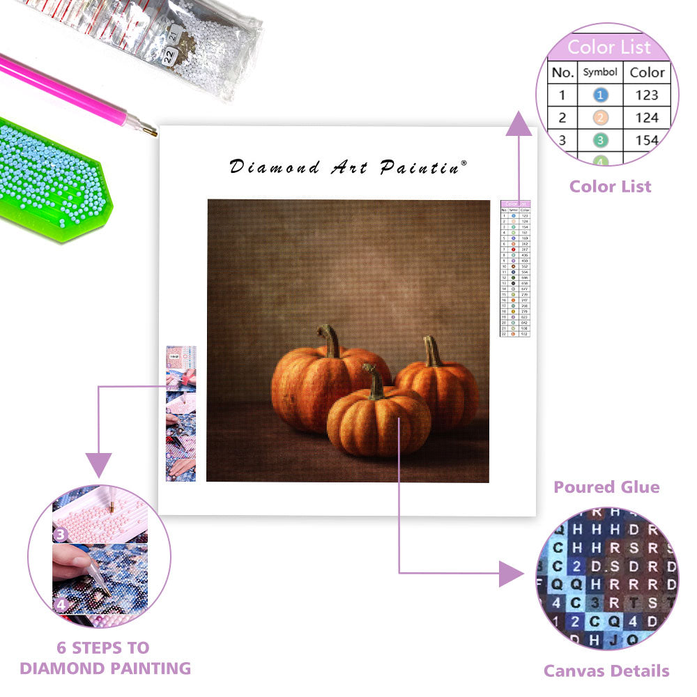 Höstpumpor och Skörd - Diamantmålning