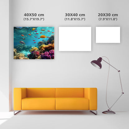 Blått Korallrev och Tropiska Fiskar - Diamantmålning