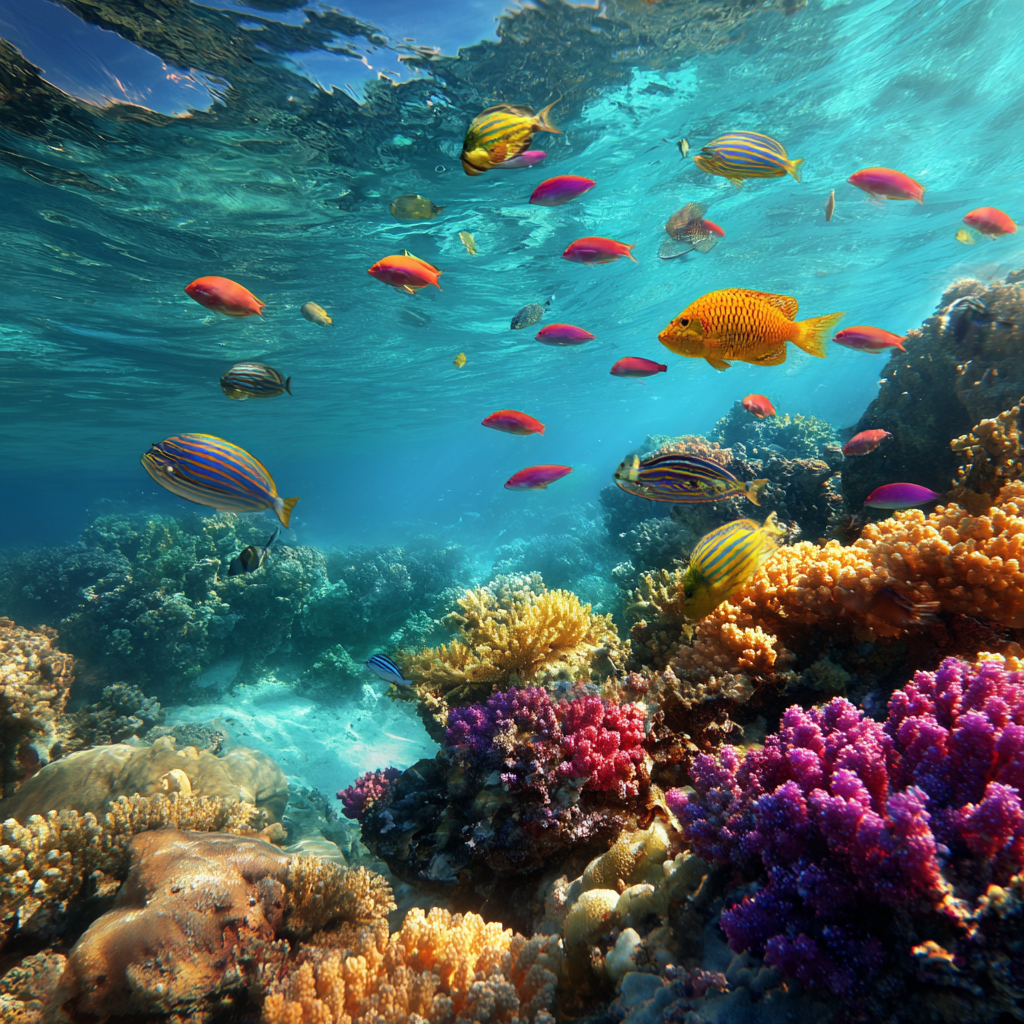 Blått Korallrev och Tropiska Fiskar - Diamantmålning