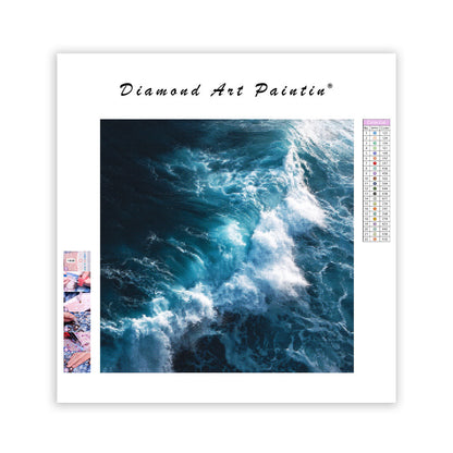 Blå Vågor och Vitt Skum - Diamantmålning