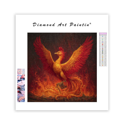 Brinnande Gyldene Fenix - Diamantmålning