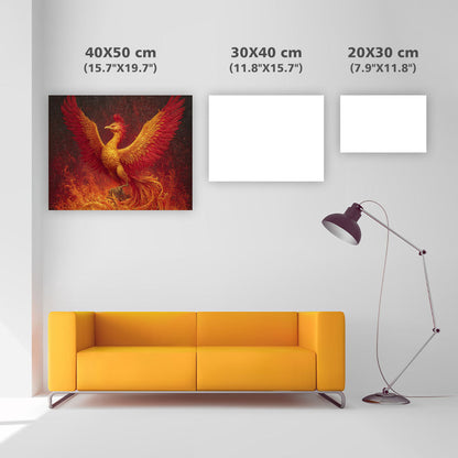 Brinnande Gyldene Fenix - Diamantmålning