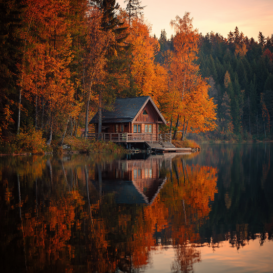 Stuga vid Höstsjön - Diamantmålning