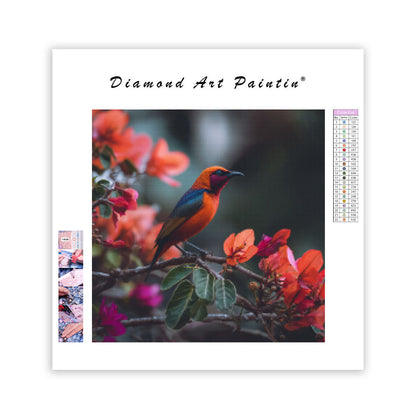 Färgglad Fågel i Fantasiträdgård - Diamantmålning