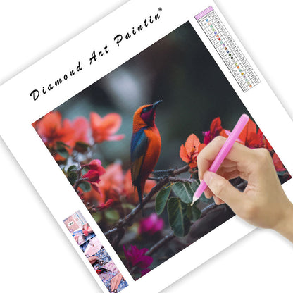 Färgglad Fågel i Fantasiträdgård - Diamantmålning