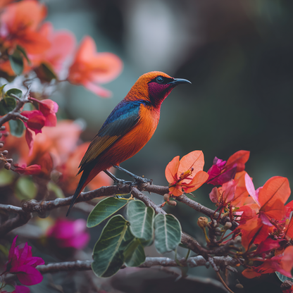 Färgglad Fågel i Fantasiträdgård - Diamantmålning