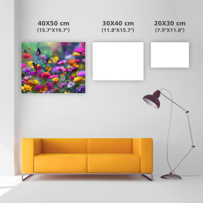 Färgglada Fjärilar i Trädgården - Diamantmålning