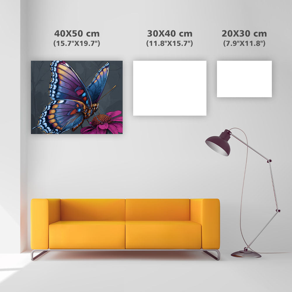 Färgglad Fjäril och Blomma - Diamantmålning