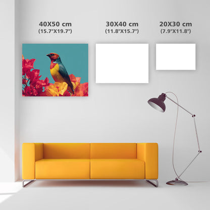 Färgglad Tropisk Fågel och Blommor - Diamantmålning