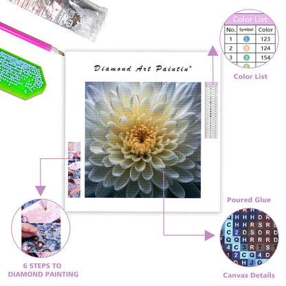 Detaljerad Krysantemum - Diamantmålning