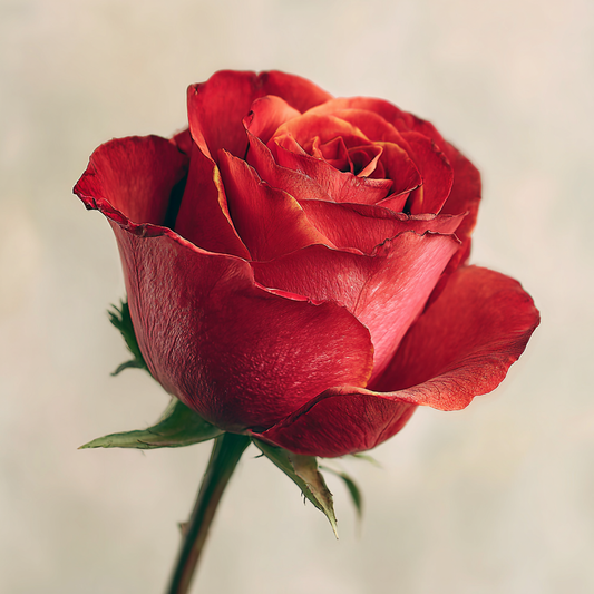 Detaljerad Röd Ros - Diamantmålning