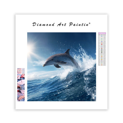 Delfin som Hoppar ur Havet - Diamantmålning