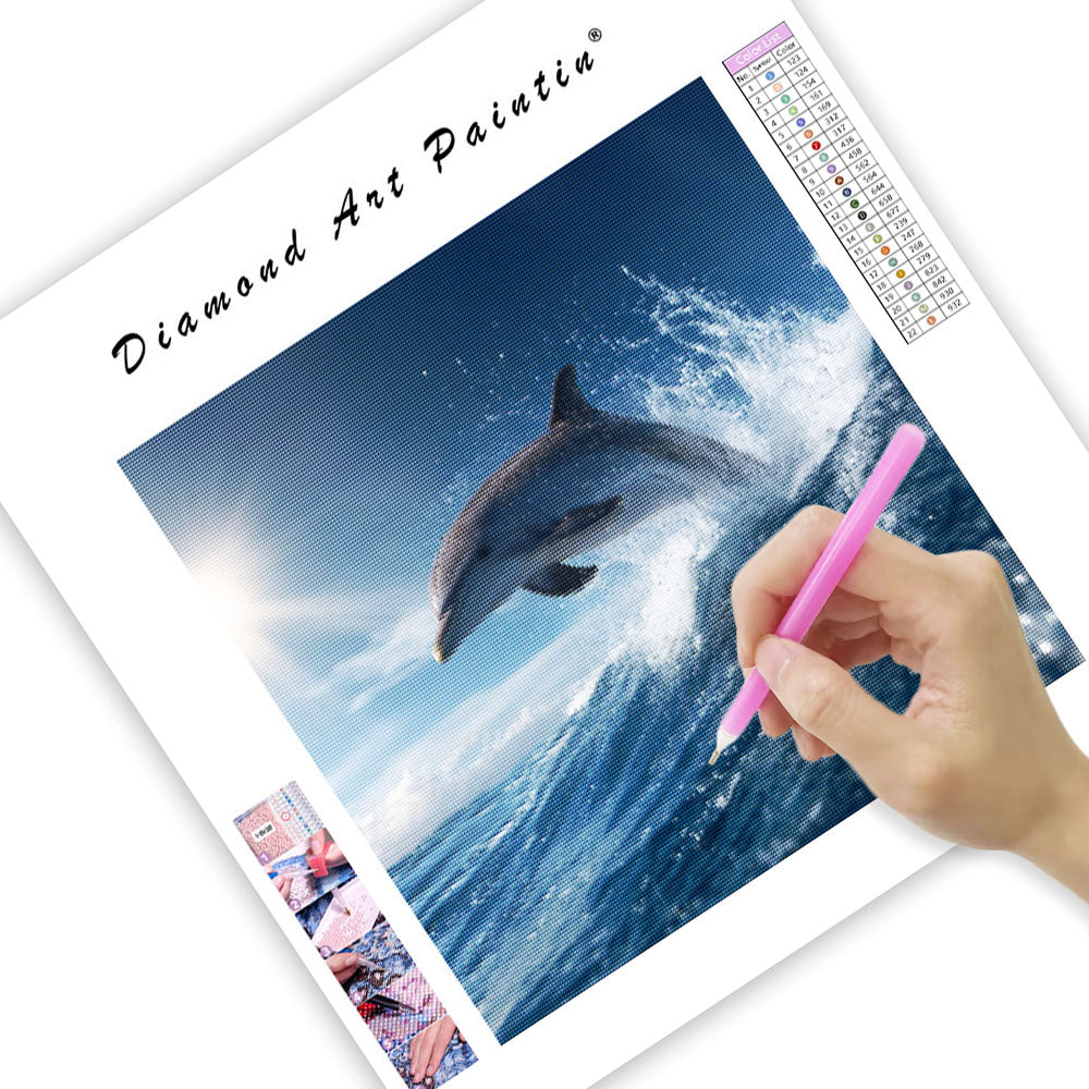 Delfin som Hoppar ur Havet - Diamantmålning