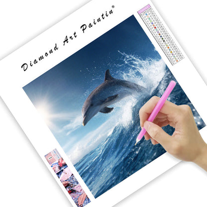Delfin som Hoppar ur Havet - Diamantmålning