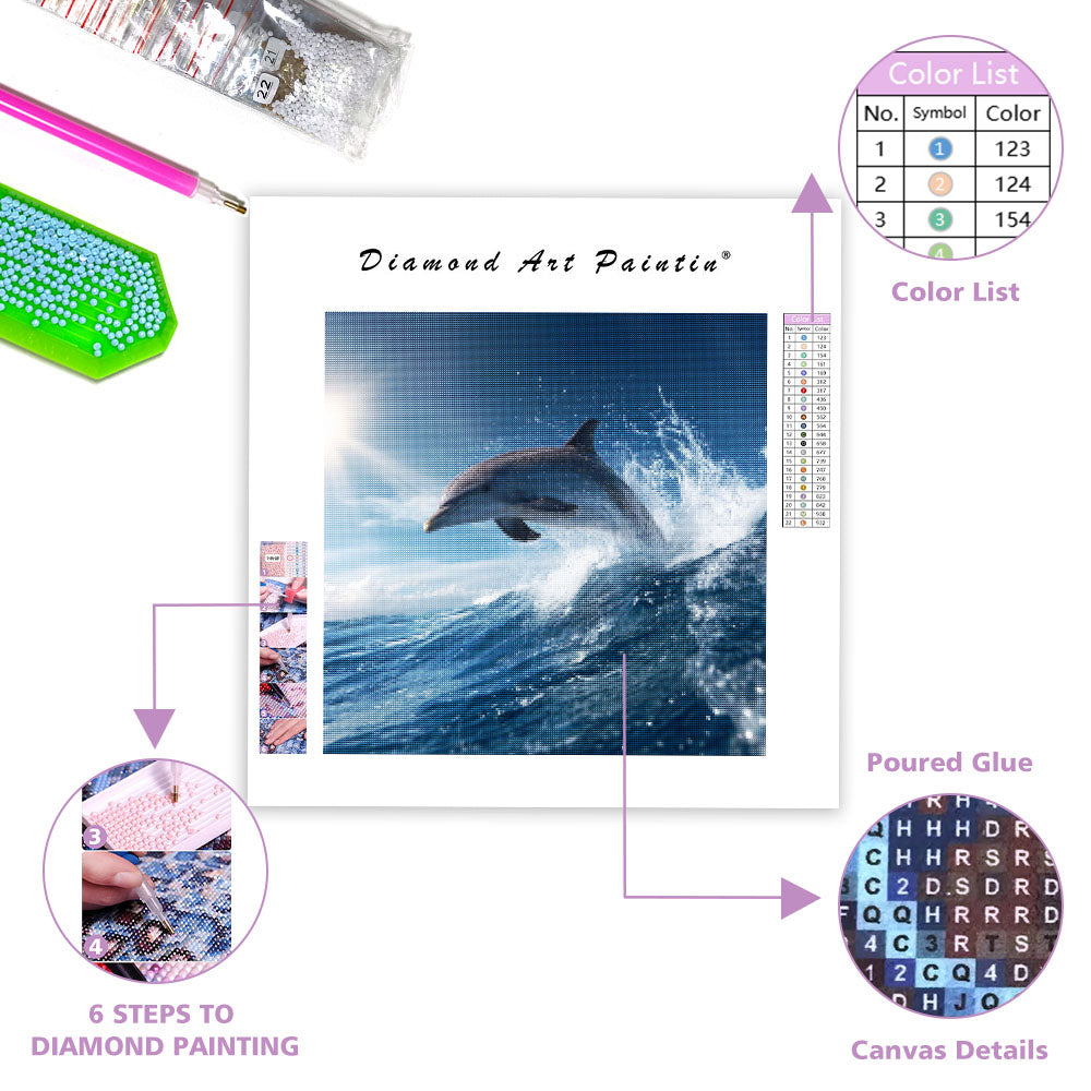Delfin som Hoppar ur Havet - Diamantmålning