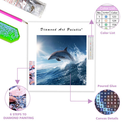 Delfin som Hoppar ur Havet - Diamantmålning