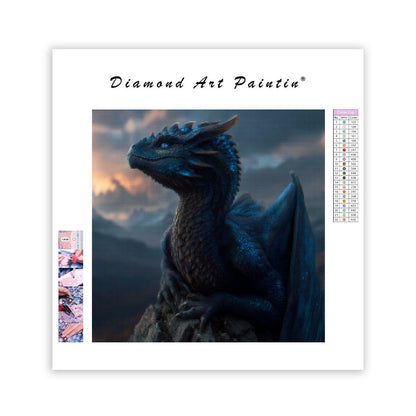 Fantasidrake på Bergstopp - Diamantmålning