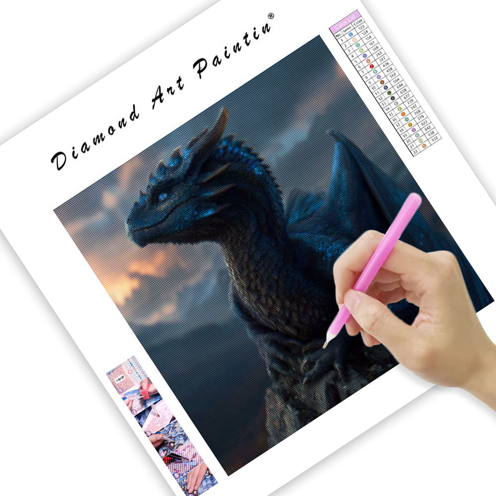 Fantasidrake på Bergstopp - Diamantmålning