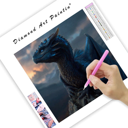 Fantasidrake på Bergstopp - Diamantmålning
