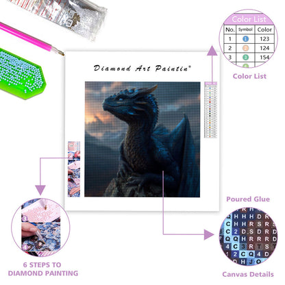 Fantasidrake på Bergstopp - Diamantmålning