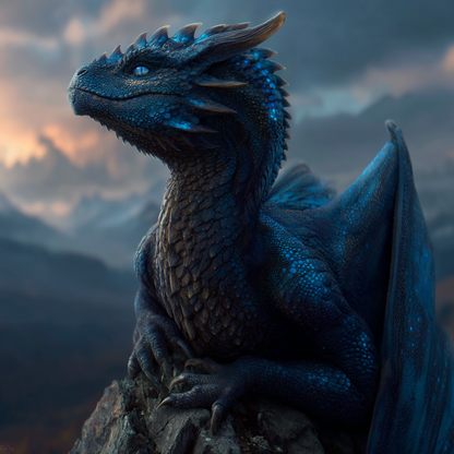 Fantasidrake på Bergstopp - Diamantmålning