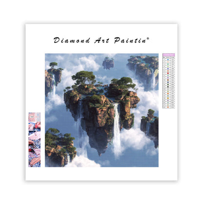 Flytande Öar och Vattenfall - Diamantmålning