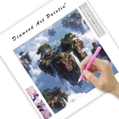 Flytande Öar och Vattenfall - Diamantmålning