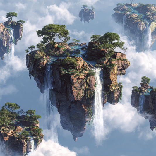 Flytande Öar och Vattenfall - Diamantmålning