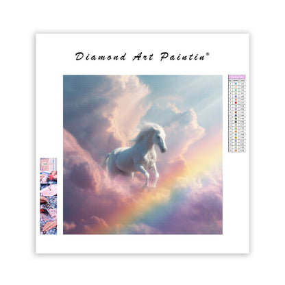 Flygande Häst över Regnbågsbro - Diamantmålning