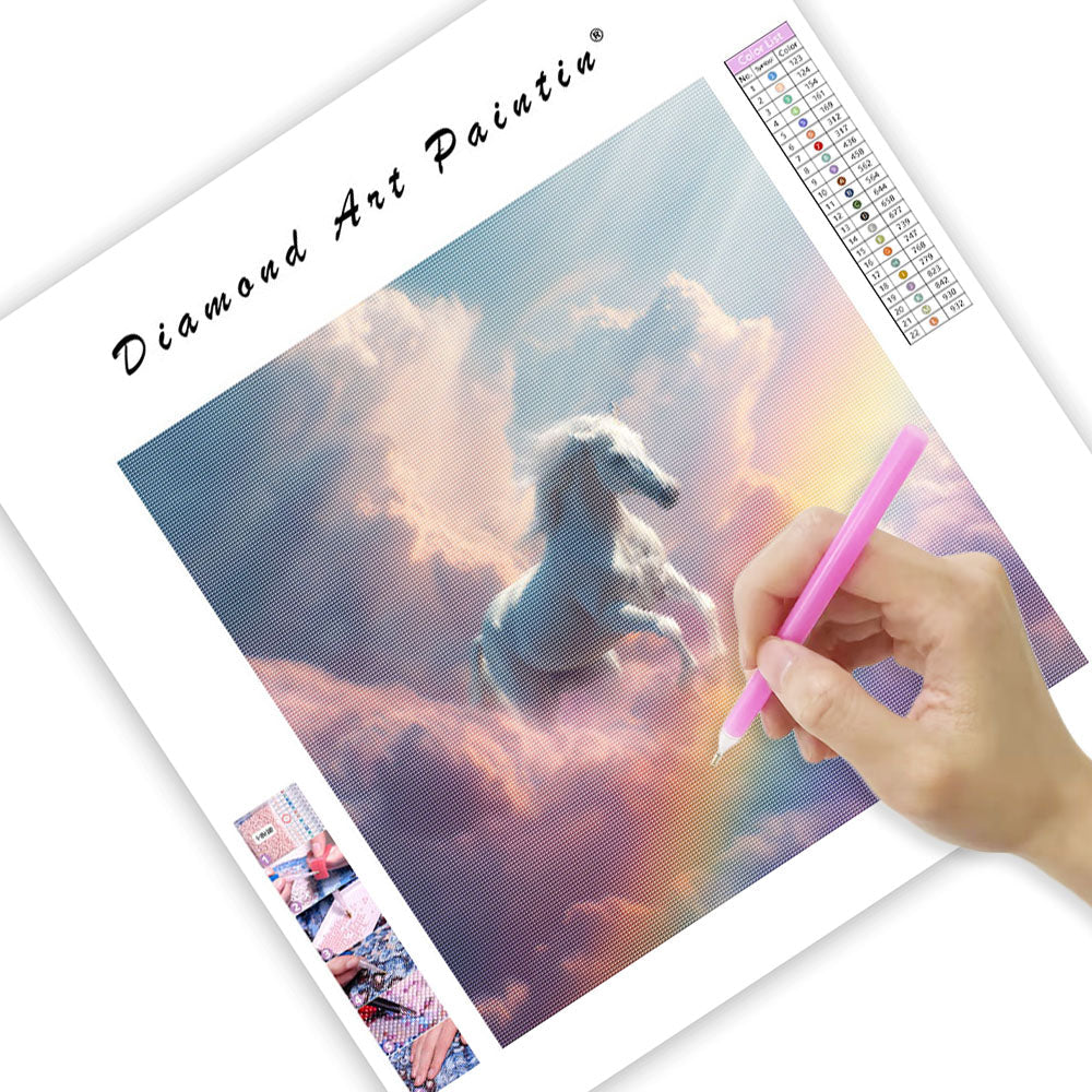 Flygande Häst över Regnbågsbro - Diamantmålning