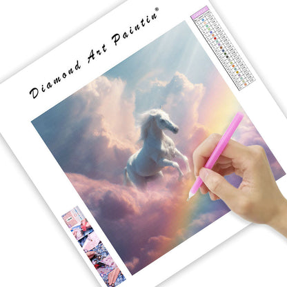 Flygande Häst över Regnbågsbro - Diamantmålning