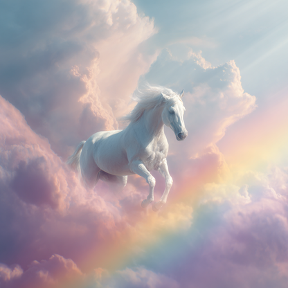 Flygande Häst över Regnbågsbro - Diamantmålning