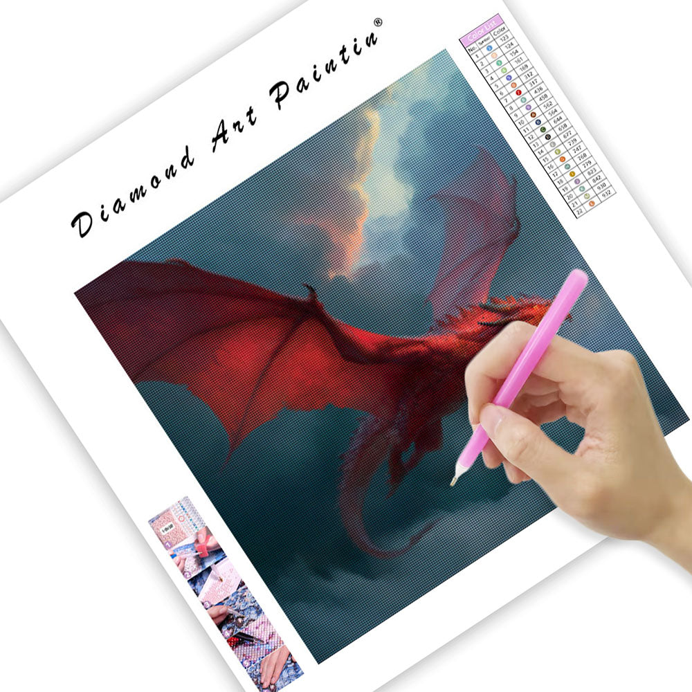 Flygande Röd Drake - Diamantmålning