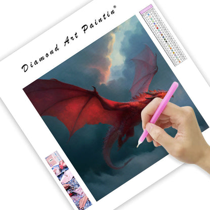 Flygande Röd Drake - Diamantmålning
