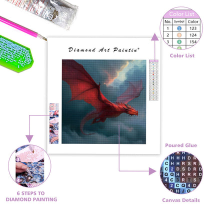 Flygande Röd Drake - Diamantmålning