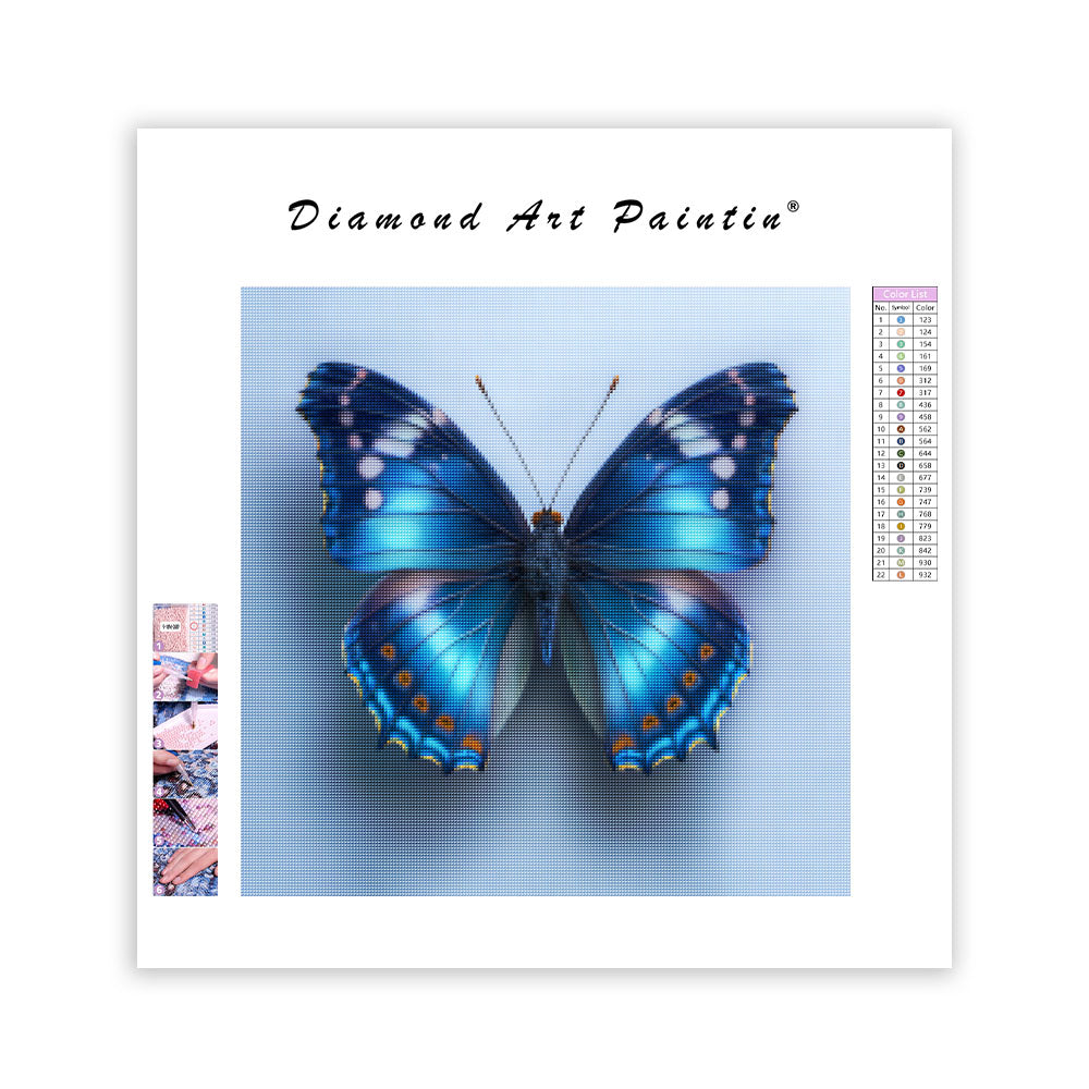 Fräsch Blå Fjäril - Diamantmålning