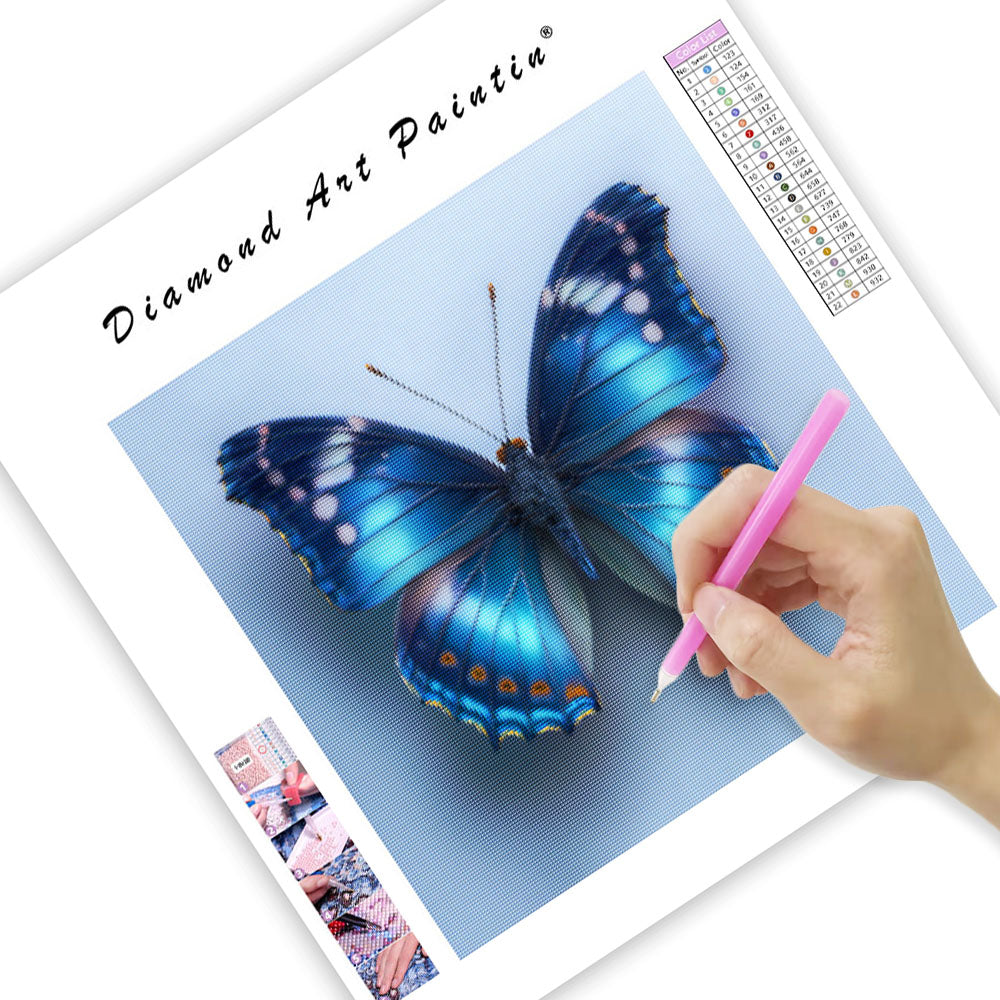 Fräsch Blå Fjäril - Diamantmålning