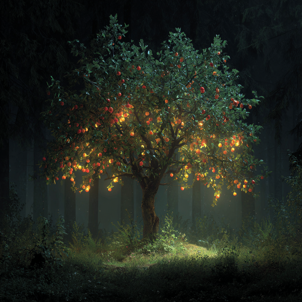 Glödande Magiskt Träd - Diamantmålning