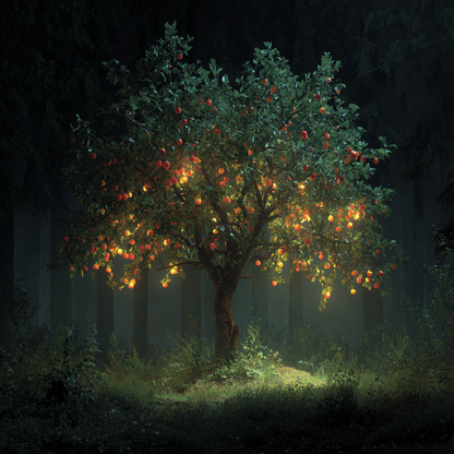 Glödande Magiskt Träd - Diamantmålning